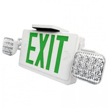 Combo LED Exit Sign And Emergency Light - White Housing Color with Green Lettering - With 90 Minute Battery Back-Up