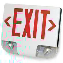 Standard Die-Cast Aluminum LED Exit Sign & Emergency Combo - Red Lettering Color with White Housing Color - With 90 Minute Battery Back-Up