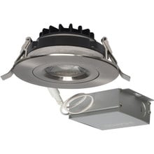 4 Inch LED Gimbal Round Downlight - Brushed Nickel - 12 Watt - 850 Lumens - Color Temperature Selectable 2700K/3000K/3500K/4000K/5000K - 120V - Dimmable - Recessed Can Not Required