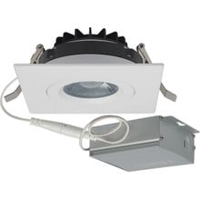 4 Inch LED Gimbal Square Downlight - White - 12 Watt - 850 Lumens - Color Temperature Selectable 2700K/3000K/3500K/4000K/5000K - 120V - Dimmable - Recessed Can Not Required