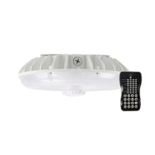 60 Watt LED Round Garage Canopy Light with Motion Sensor - Ceiling or Conduit Mount - 7100 Lumens - 5000K Daylight - 120-277V - White Finish
