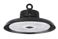 240W UFO LED high bay light, 5000K daylight, black finish, circular housing with hook mount, studio image