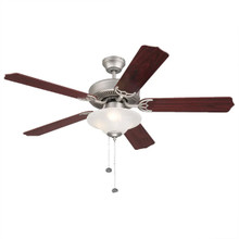 52 Inch Reversible Rosewood & Silver Oak MDF Finish 5-Blade Ceiling Fan and Light - 120V - 7W A15 x3 - 3000K Soft White - With Pull Chain Switch