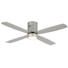52 Inch Brush Nickel & Silver Finish ABS Plastic 4-Blade Ceiling Fan & Light - 120V - 19W - 3000K Soft White - Wall Switch Included
