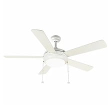 52 Inch White Finish Plywood 5-Blade Ceiling Fan & Light - 120V - 20W - Color Selectable 30K/40K/50K  - With Pull Chain Switch