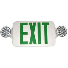 Low Profile All LED Exit & Emergency Combo, Green, White Housing - With 90 Minute Battery Back-Up