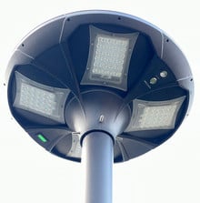 LED Solar Post Tops - Automated Pole Light Fixtures - Commercial Grade - Choose From Round Top or Dual Light Unit