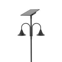 Designer Bell LED Double Head Solar Post Top - 20 Inch Diameter - 50 Watt - 8000 Lumens - Color Temperature Selectable 30K/40K/50K - 3 Inch Tennon Adaptor - Bronze Finish