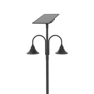 Designer Bell LED Double Head Solar Post Top - 23 Inch Diameter - 50 Watt - 8000 Lumens - Color Temperature Selectable 30K/40K/50K - 4 Inch Tennon Adaptor - Bronze Finish