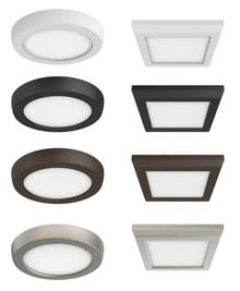LED Blink Rounds - Modern Flush Mount Ceiling Lights - 120V - Multiple Options For Size, Shape and Finish