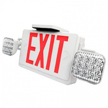 Combo LED Exit Sign And Emergency Light - White Housing Color with Red Lettering - With 90 Minute Battery Back-Up