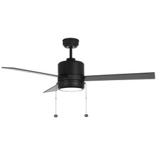 52 Inch Black Finish Plywood 3-Blade Ceiling Fan & Light - 120V - 20W - Color Selectable 30K/40K/50K  - With Pull Chain Switch