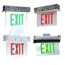 LED Edge-lit Recessed Exit Signs - Commercial Exit Fixtures For Sheetrock Ceilings - Choose Your Letter, Panel and Trim Plate Color
