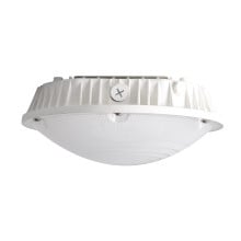 45 Watt LED Round Garage Canopy Light - Ceiling or Conduit Mount - 5000 Lumens - 5000K Daylight - 120-277V - White Finish