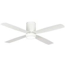52 Inch White Finish ABS Plastic 4-Blade Ceiling Fan & Light - 120V - 19W - 3000K Soft White - Wall Switch Included