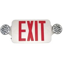 Exit Emergency Light Combo, White Sign with Red Letters - With 90 Minute Battery Back-Up