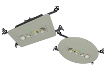 Recessed Emergency Downlight - Choose White or Black Finish With 90 Minute Battery Back-Up - Oval and rectangle trim plates included